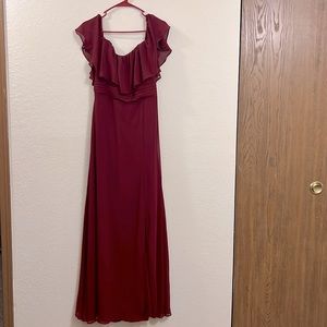 3XL Off-Shoulder Long Formal Maroon Dress